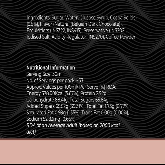 Belgian Dark Chocolate Sauce, 1L